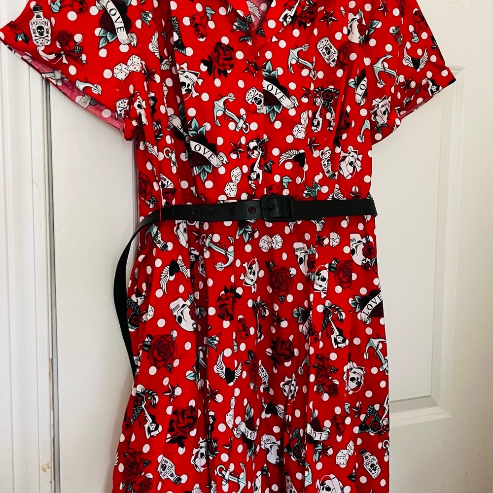 NWT Torrid Retro Chic Red Fit-and-Flare Pinup Style Dress with Belt - Picture 6 of 15